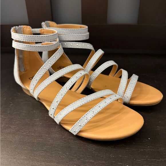 Sonoma Shoes - So Sonoma Light Blue Strappy Studded Gladiator Suede Sandals Women’s Size 8